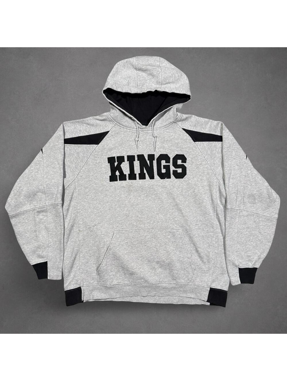 KINGS Gray Black Colorblock Pullover Hoodie Streetwear
